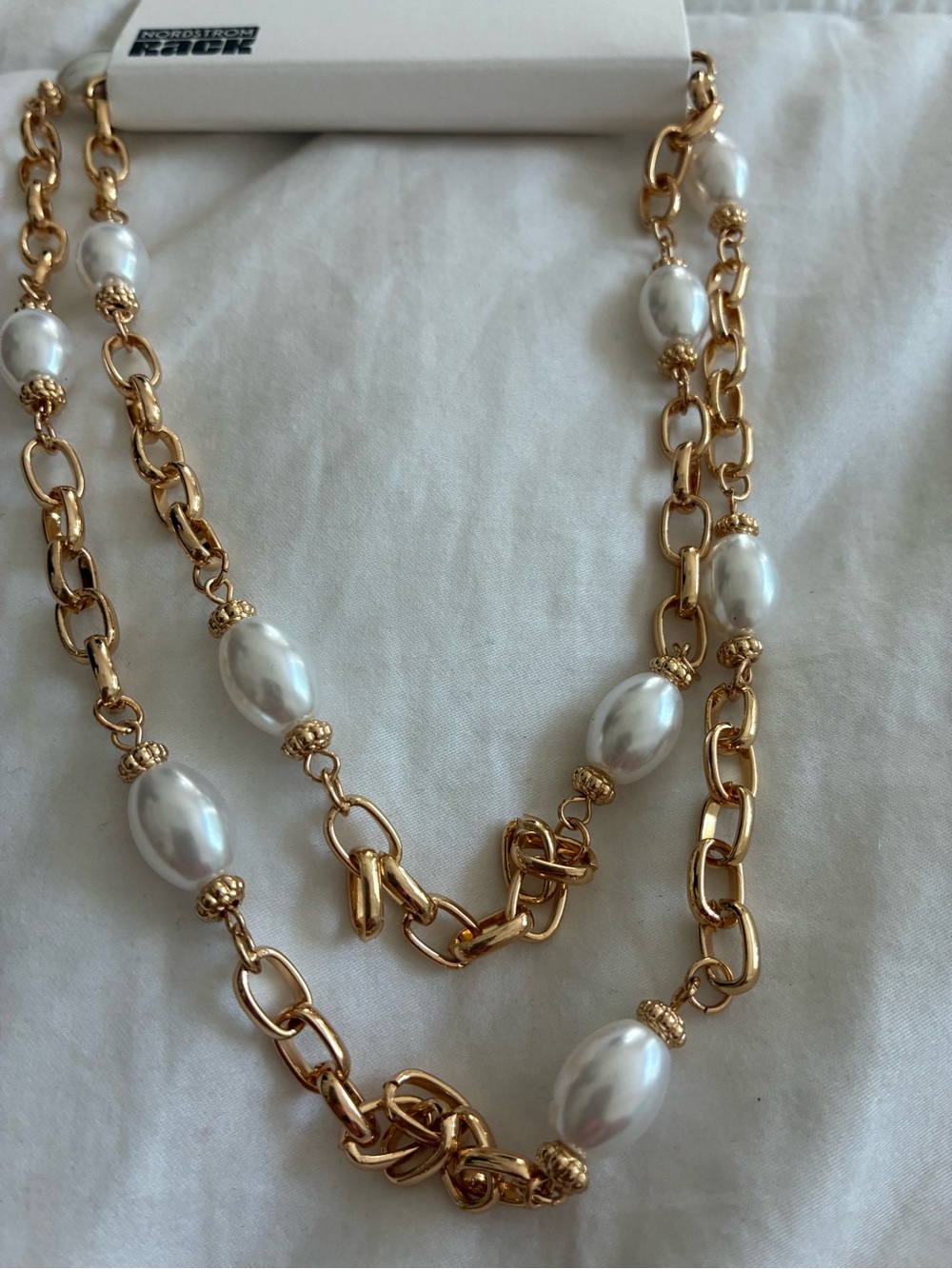 Nordstrom Gold-Tone Chain Necklace with White Pearls